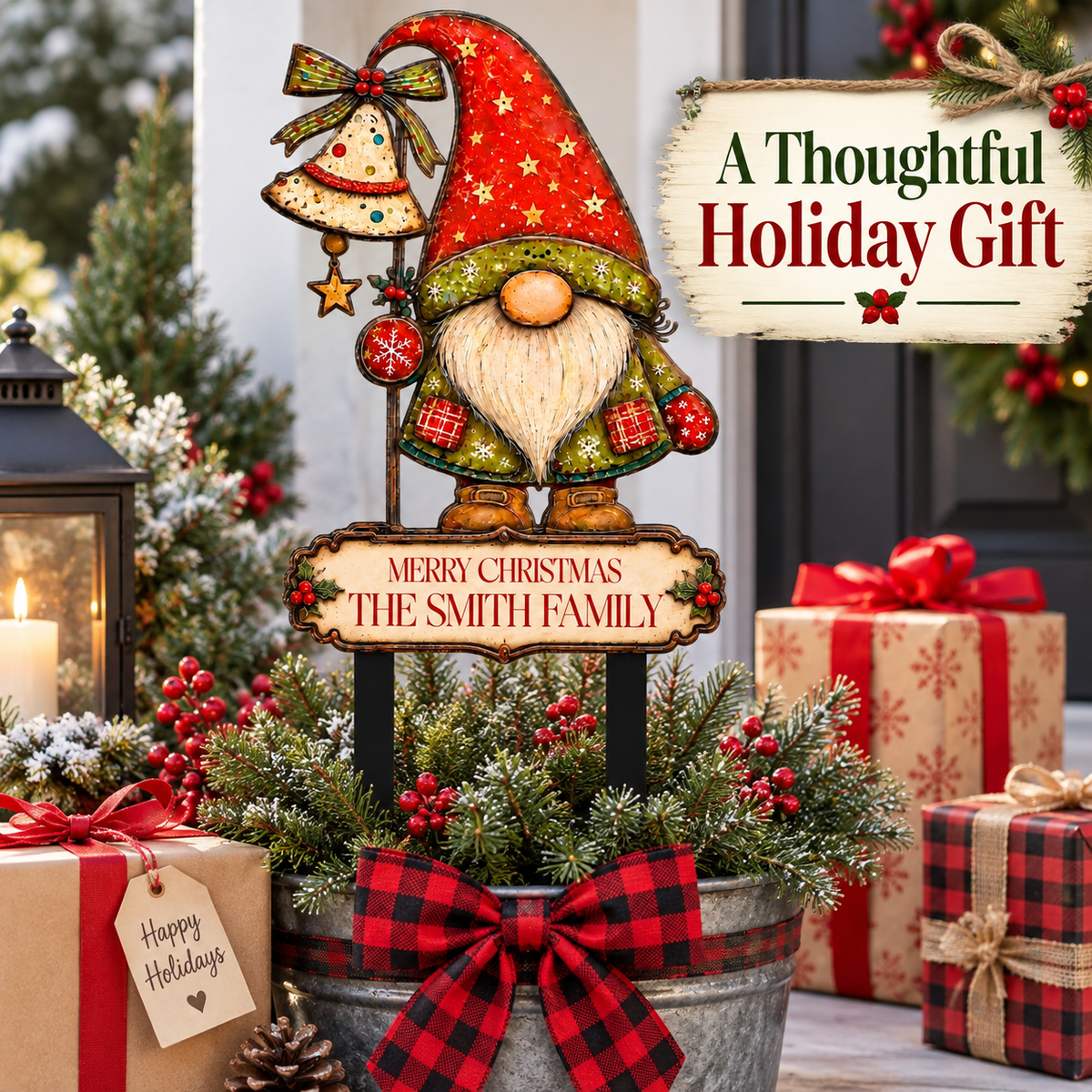 Personalized Christmas Gnome Garden Stake 9