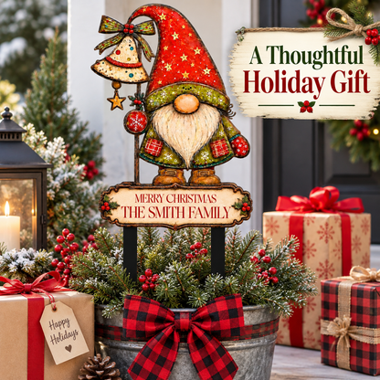 Personalized Christmas Gnome Garden Stake 9