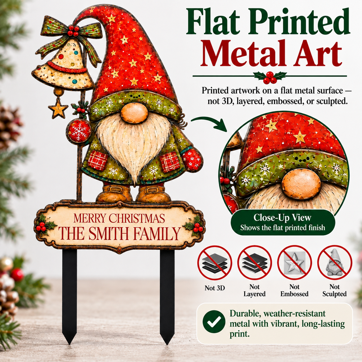 Personalized Christmas Gnome Garden Stake 10