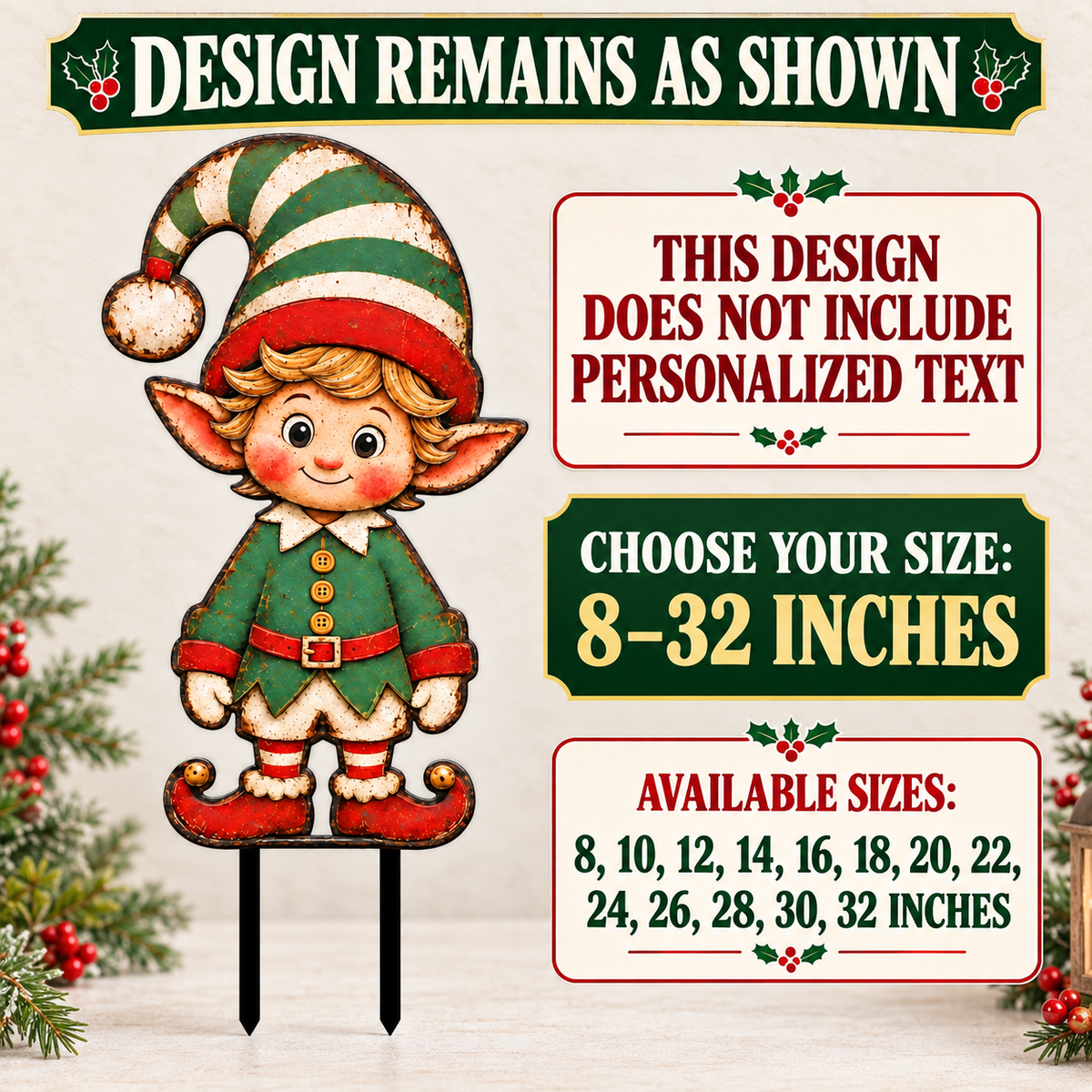 Christmas Elf Metal Wall Art 6
