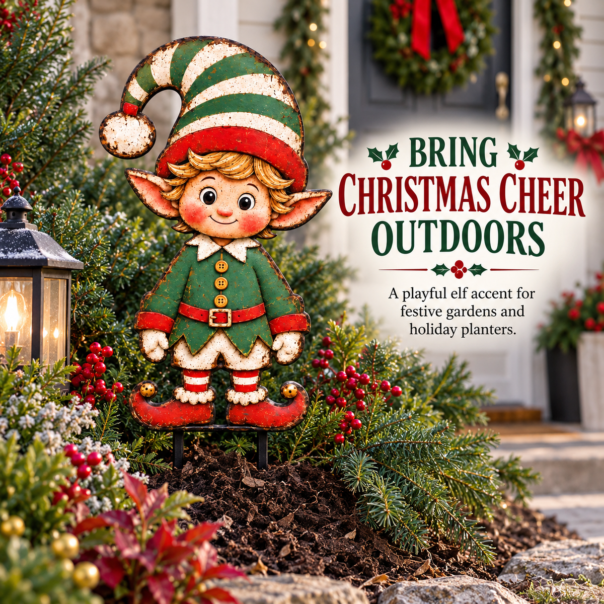 Christmas Elf Metal Wall Art