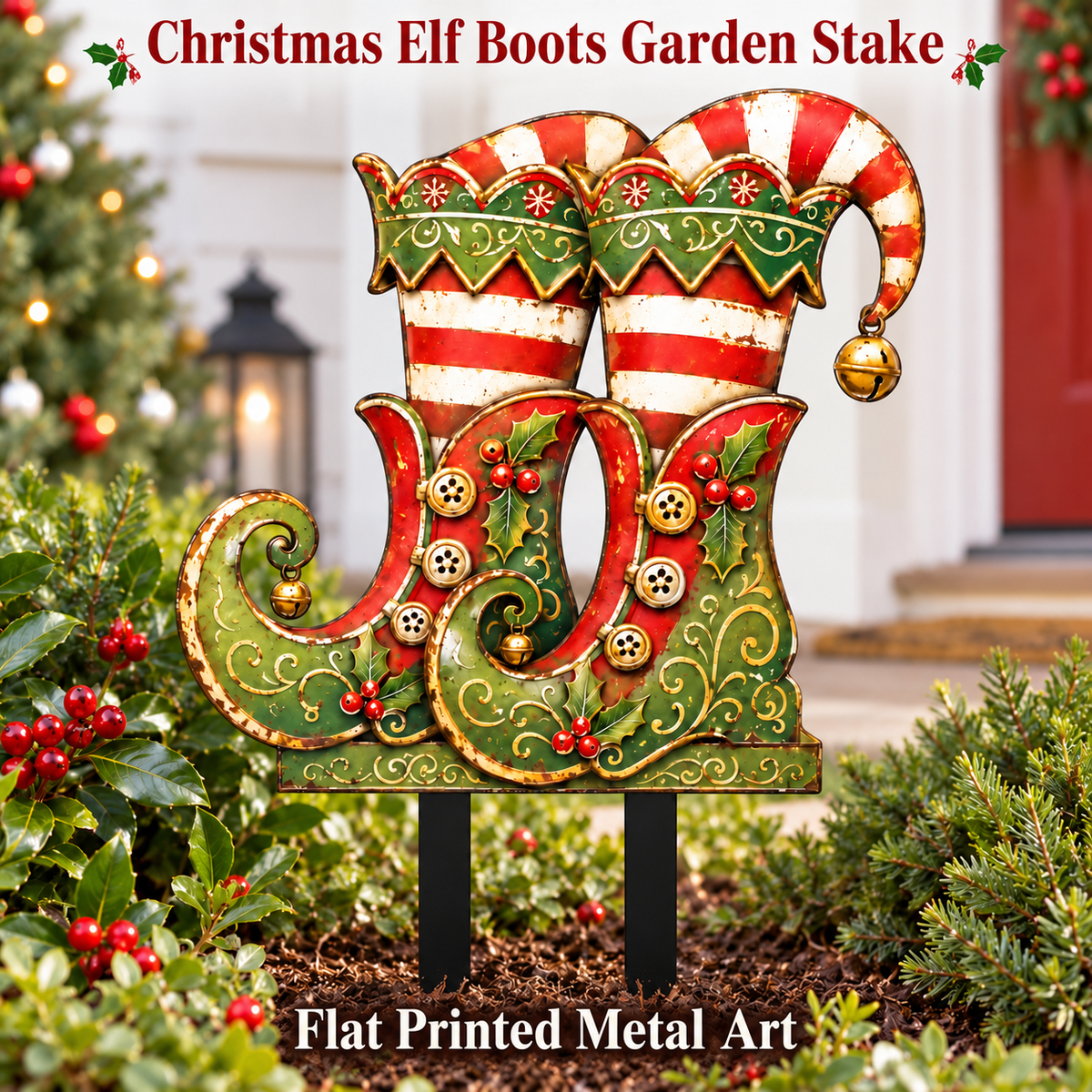 Christmas Elf Boots Garden Stake 1