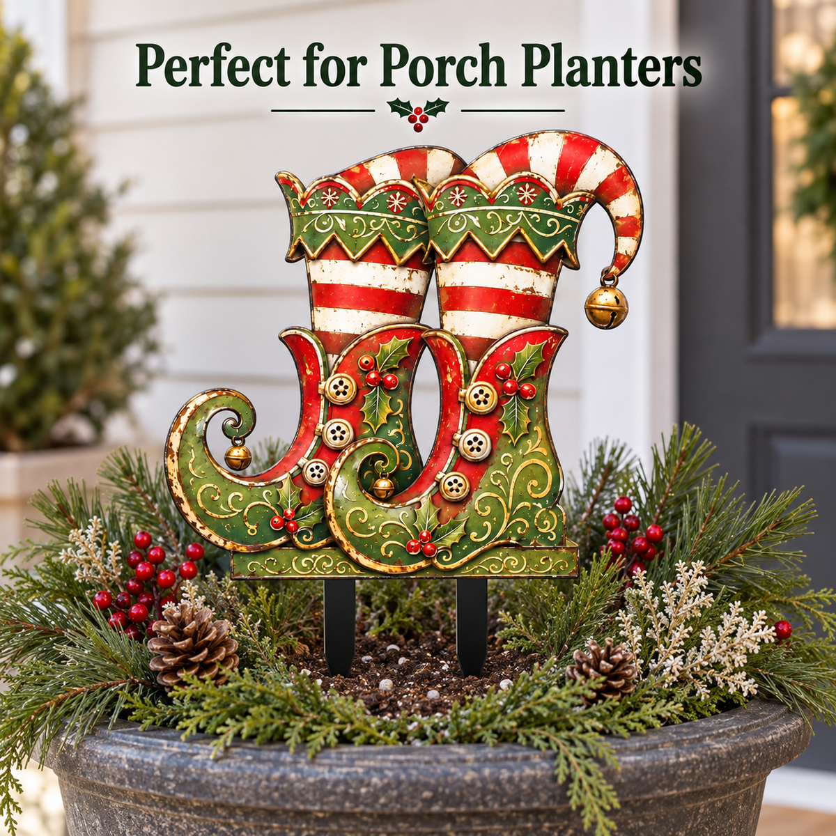 Christmas Elf Boots Garden Stake 4
