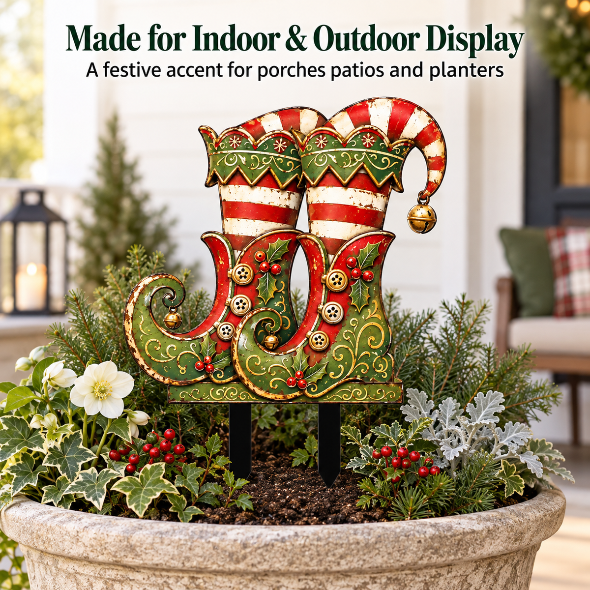 Christmas Elf Boots Garden Stake 8