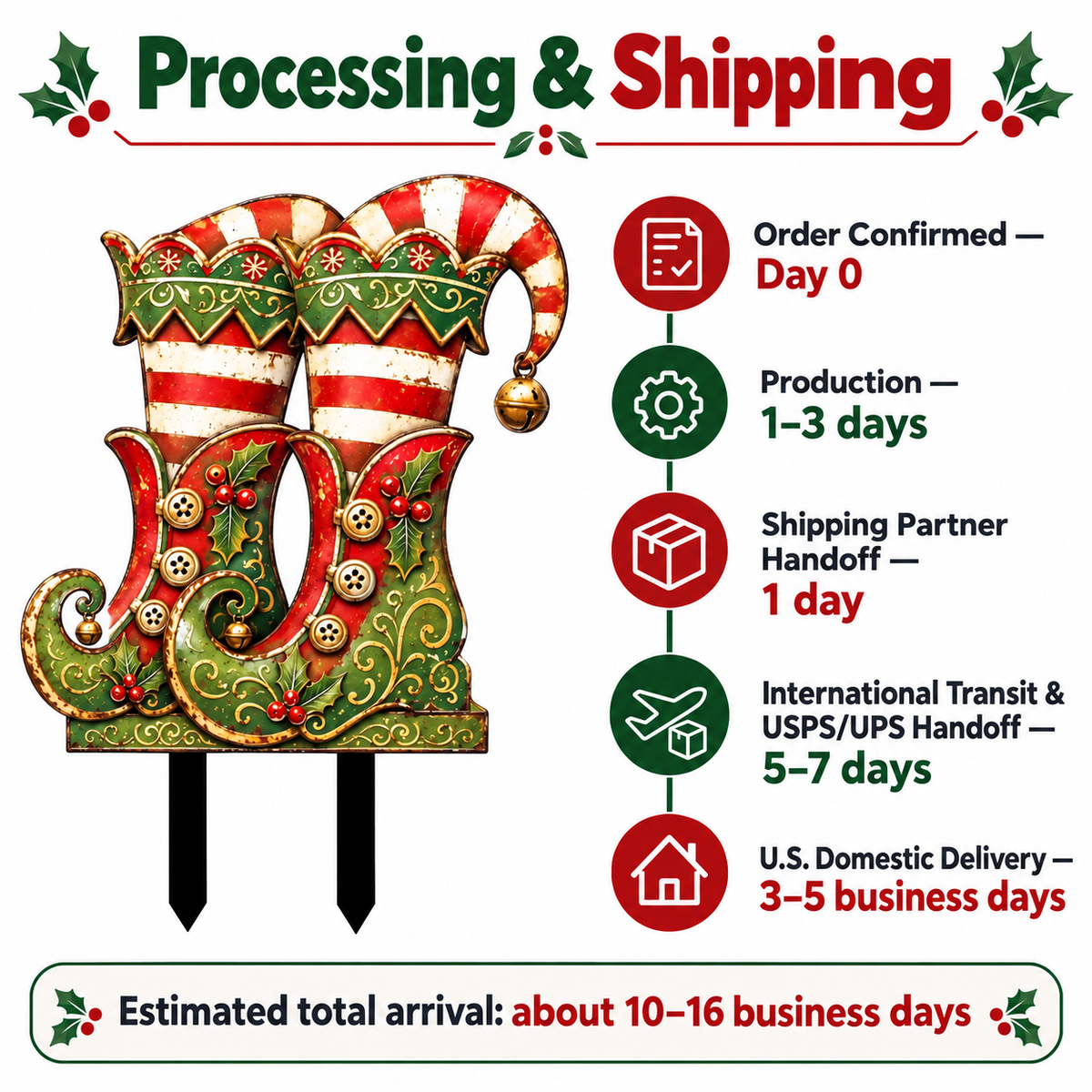 Christmas Elf Boots Garden Stake 9