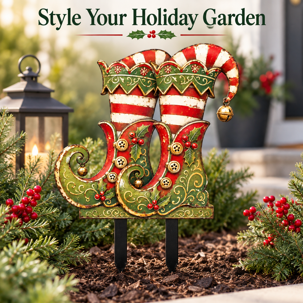 Christmas Elf Boots Garden Stake 10