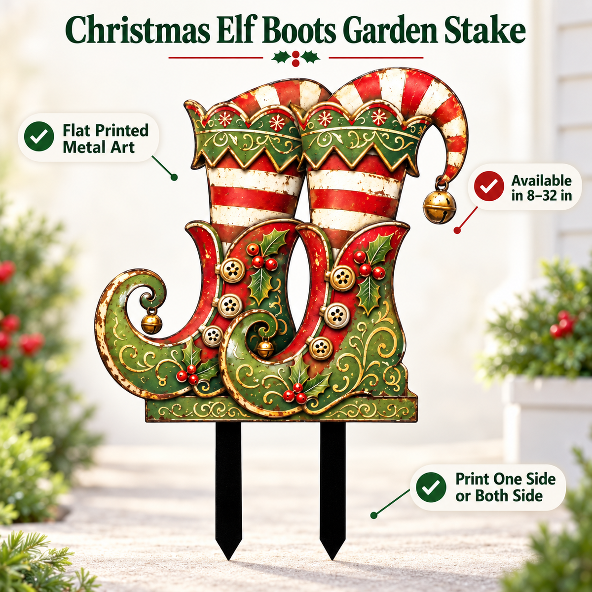 Christmas Elf Boots Garden Stake