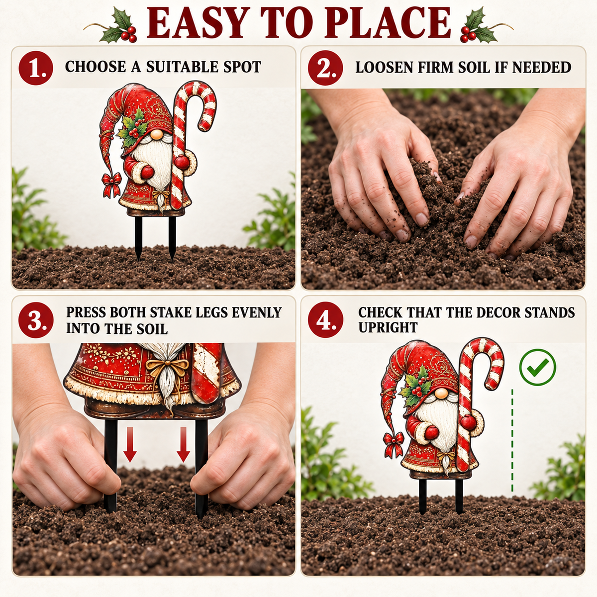 Christmas Gnome Garden Stake 4