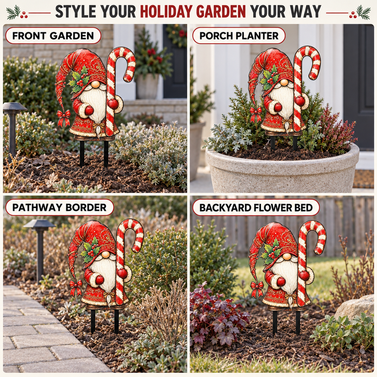 Christmas Gnome Garden Stake 9