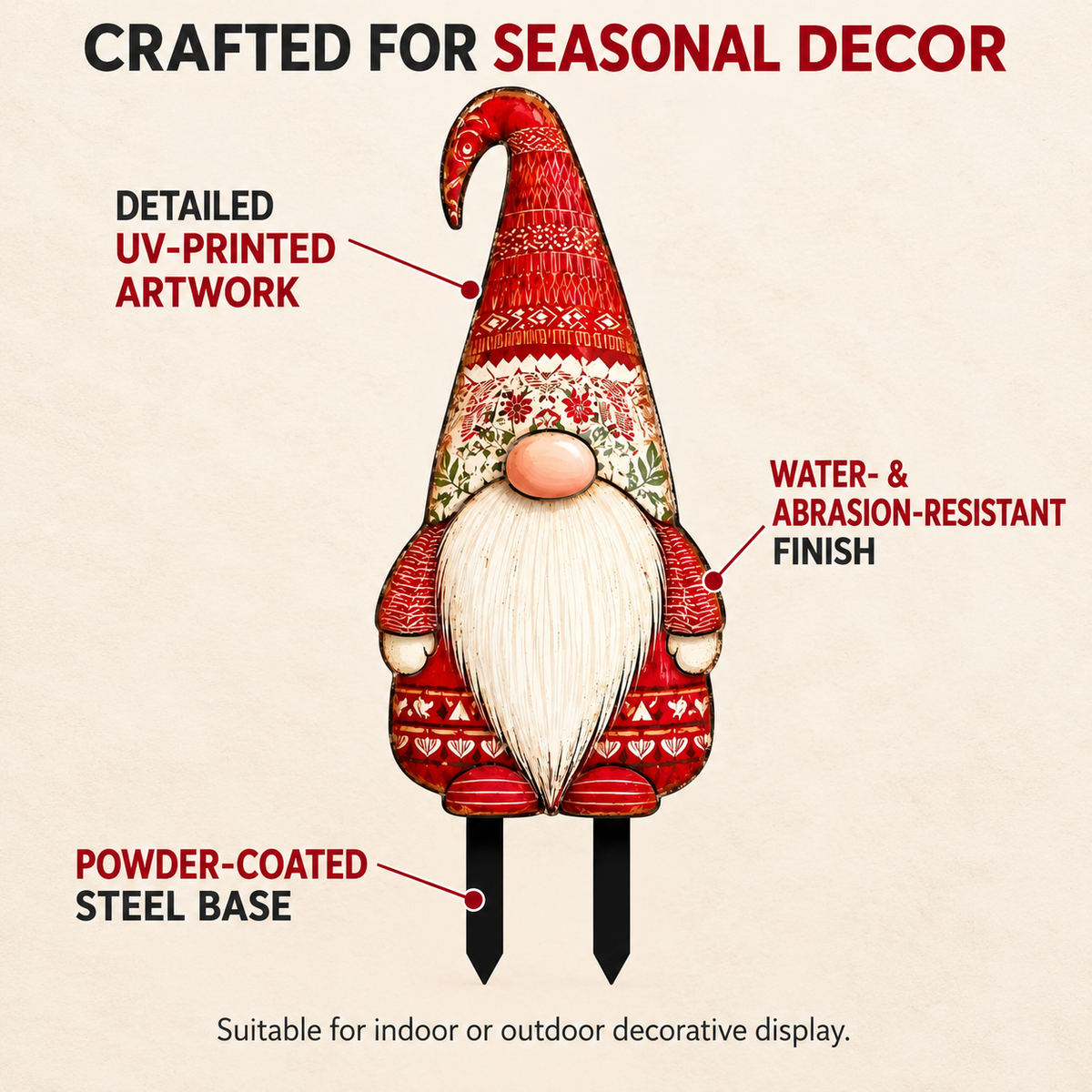 Christmas Gnome Garden Stake 2
