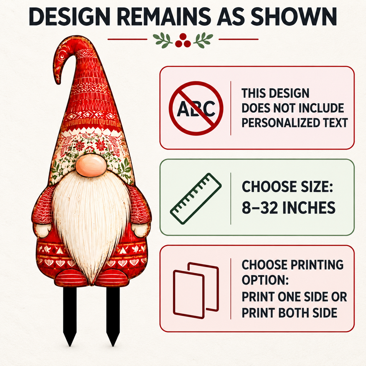 Christmas Gnome Garden Stake 6