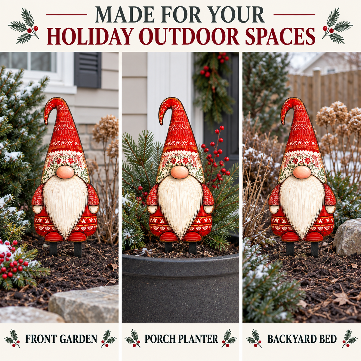 Christmas Gnome Garden Stake 10