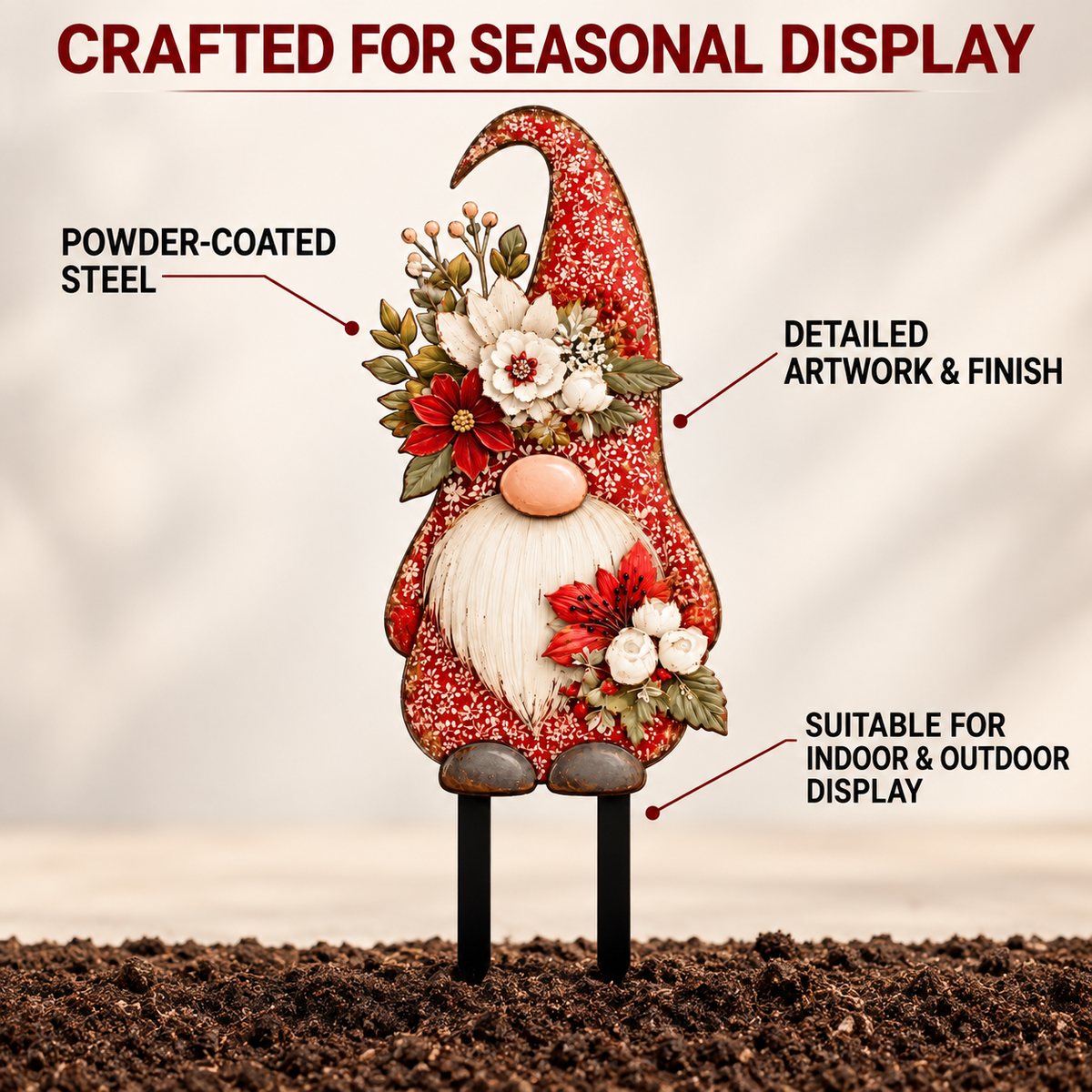 Christmas Gnome Garden Stake 2