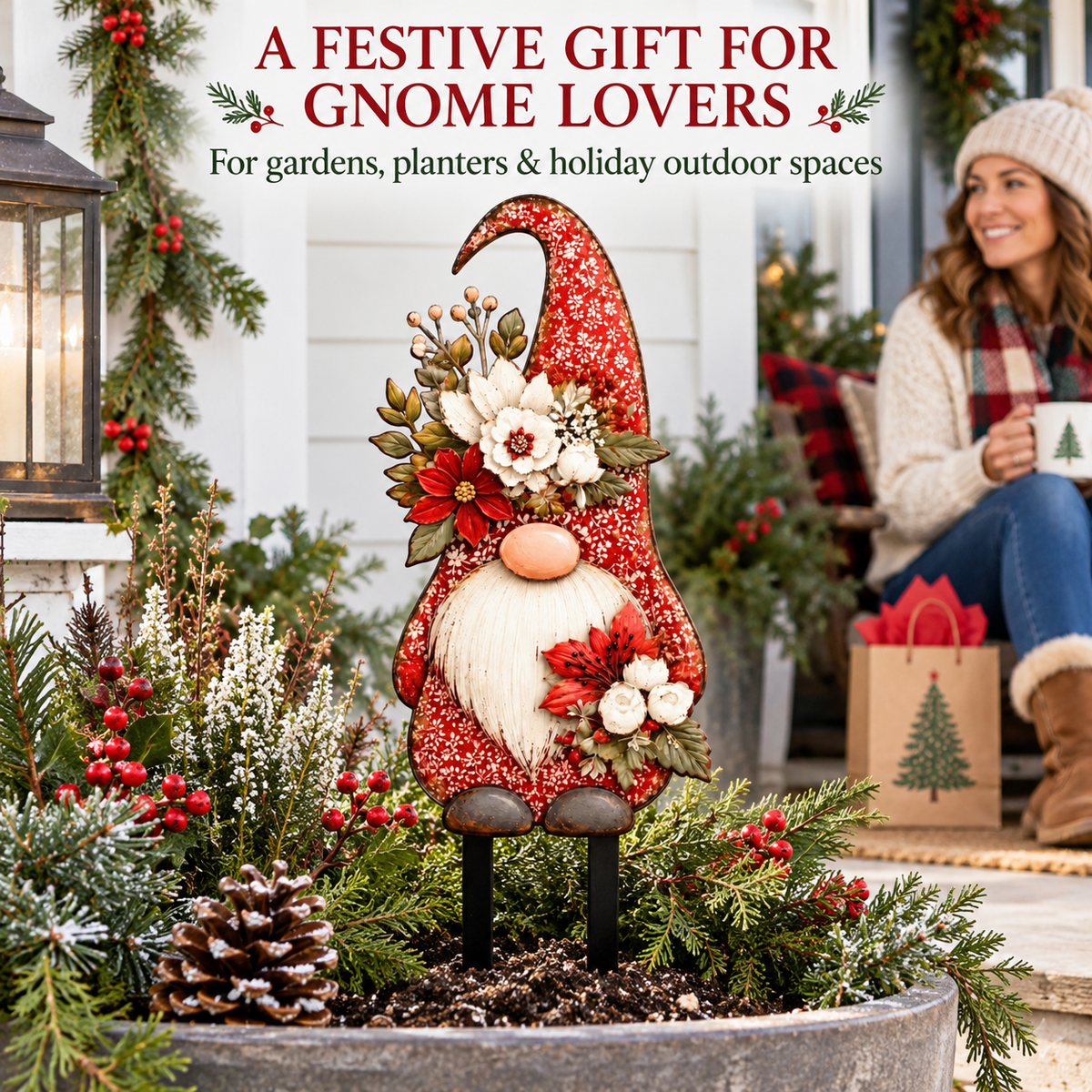 Christmas Gnome Garden Stake 6