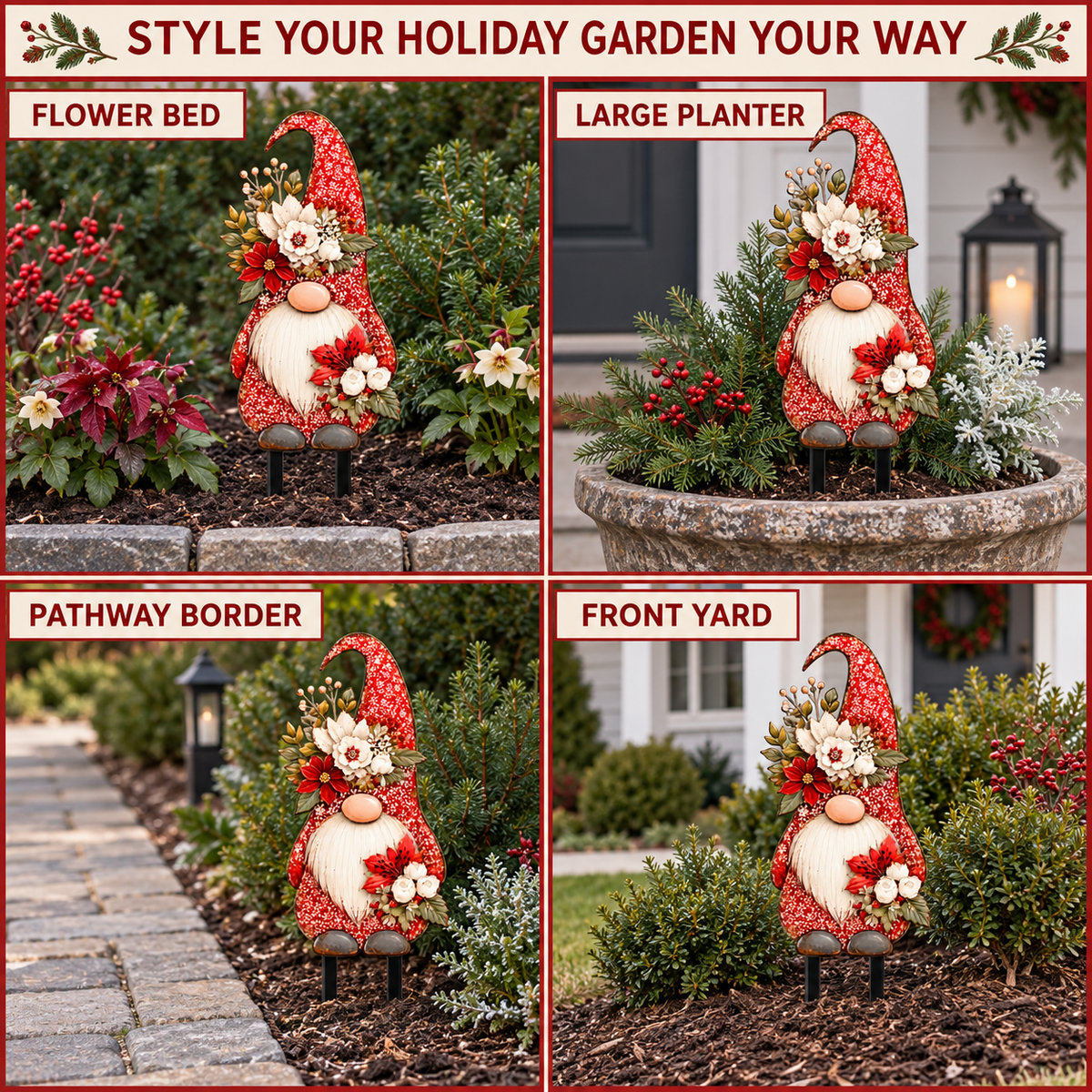 Christmas Gnome Garden Stake 9