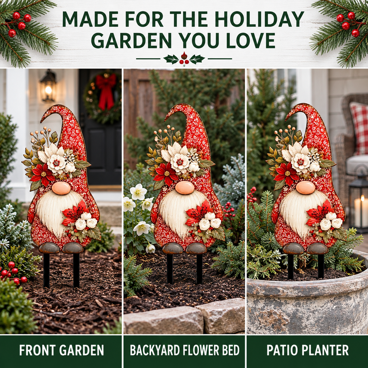 Christmas Gnome Garden Stake