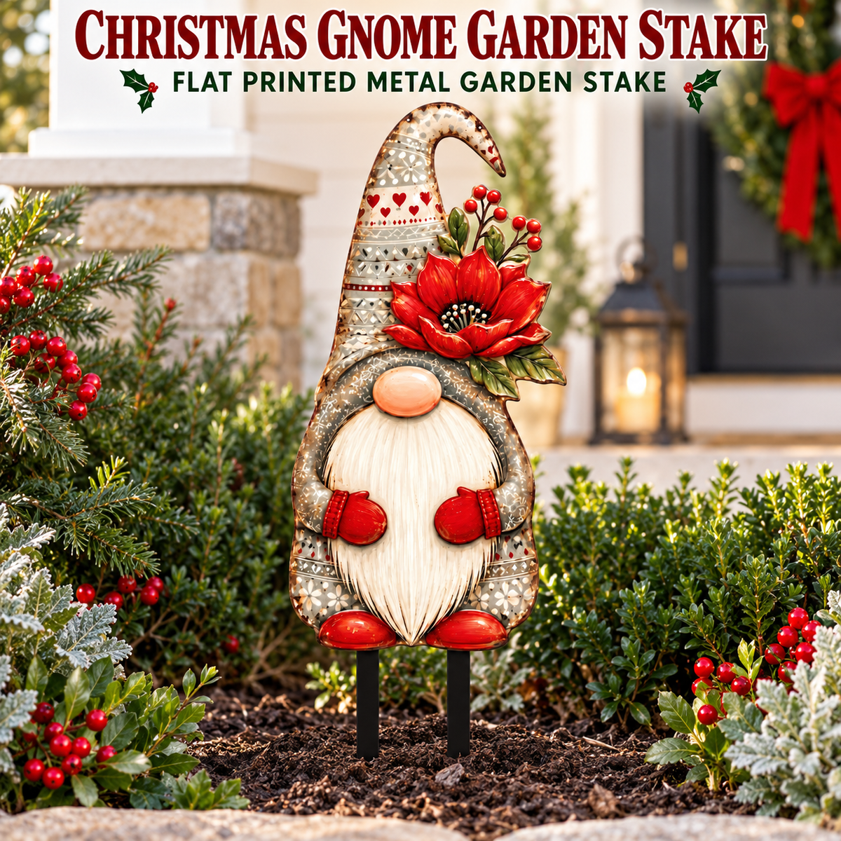Christmas Gnome Garden Stake 1