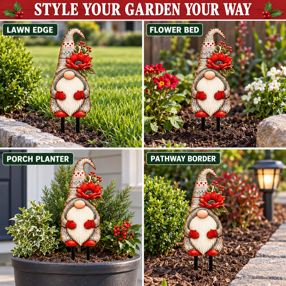 Christmas Gnome Garden Stake 7