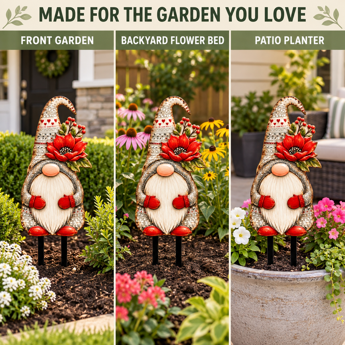 Christmas Gnome Garden Stake 9