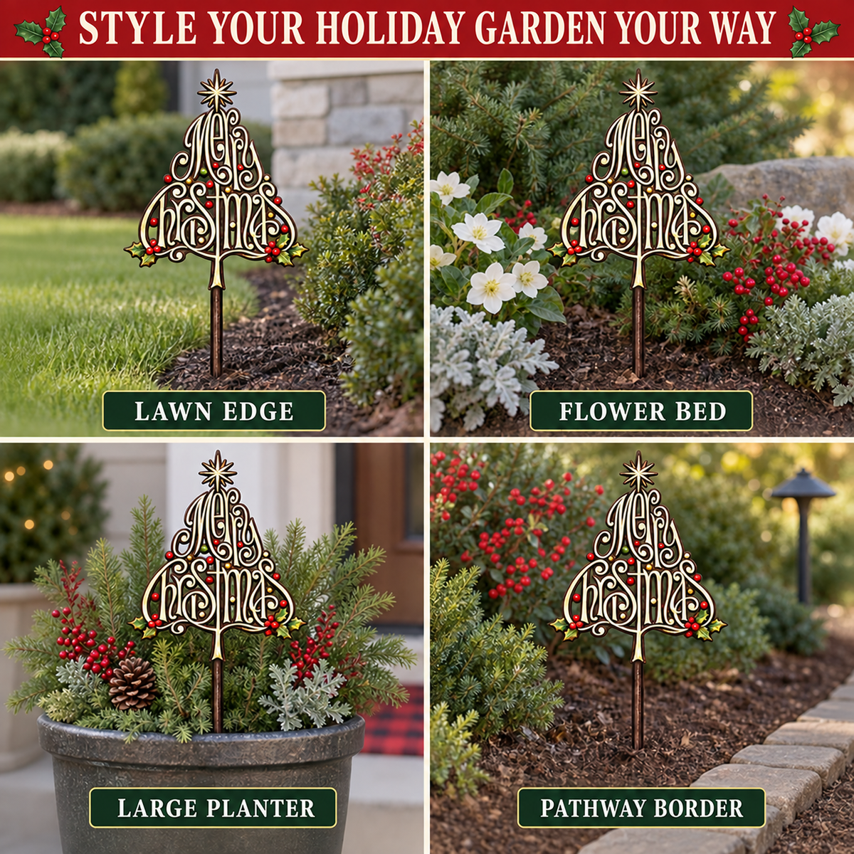 Merry Christmas Garden Stake 8