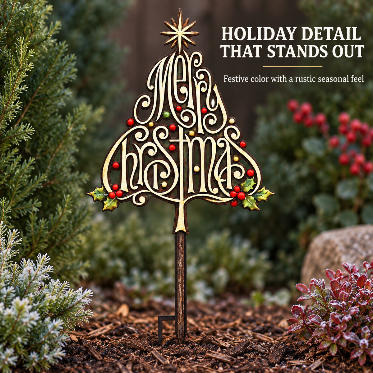 Merry Christmas Garden Stake 9