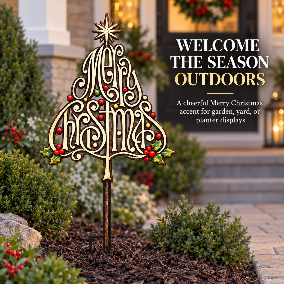 Merry Christmas Garden Stake