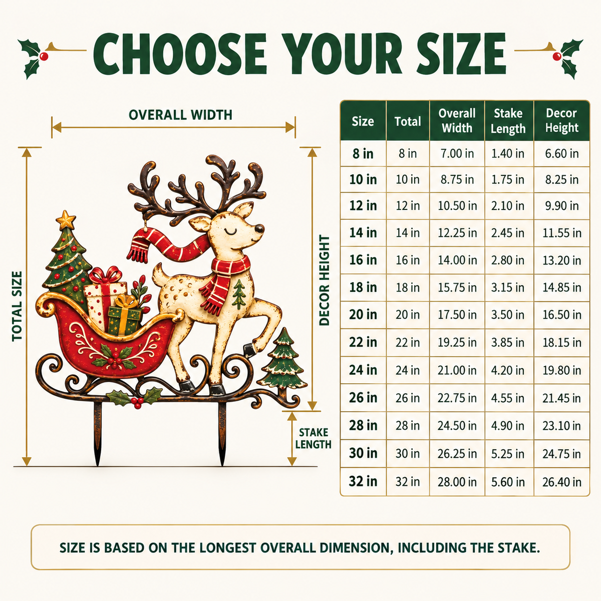 Christmas Reindeer Garden Stake Reindeer Sleigh Christmas Yard Art Rustic Christmas Decor Holiday Yard Decor Flat Printed Metal — 4