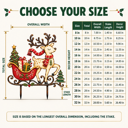 Christmas Reindeer Garden Stake Reindeer Sleigh Christmas Yard Art Rustic Christmas Decor Holiday Yard Decor Flat Printed Metal — 4