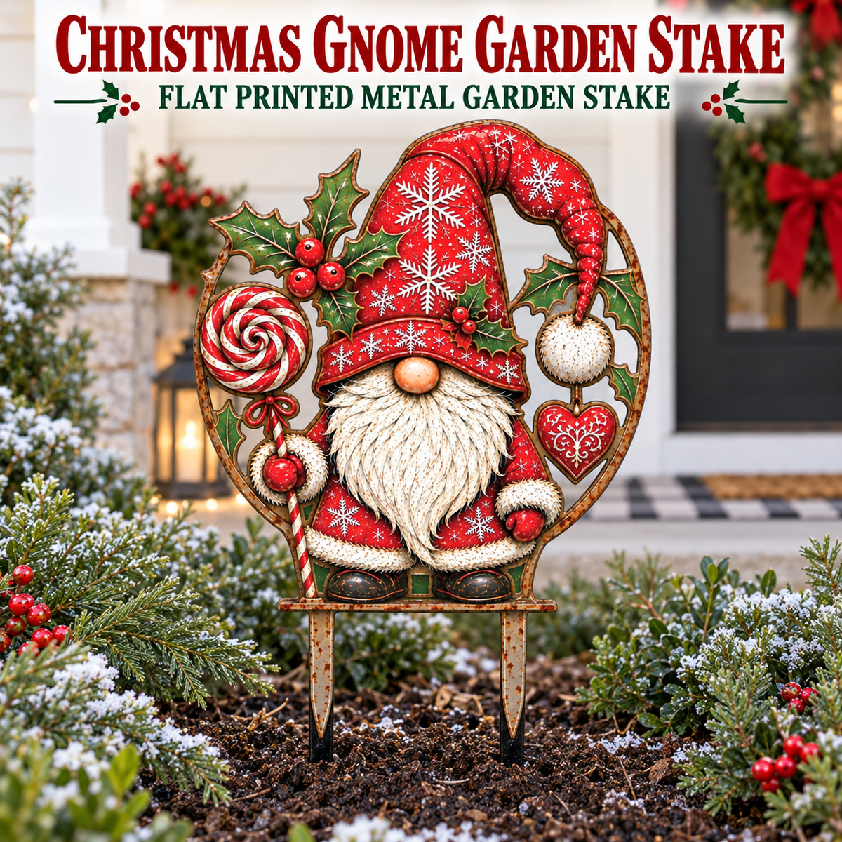 Christmas Gnome Garden Stake 1
