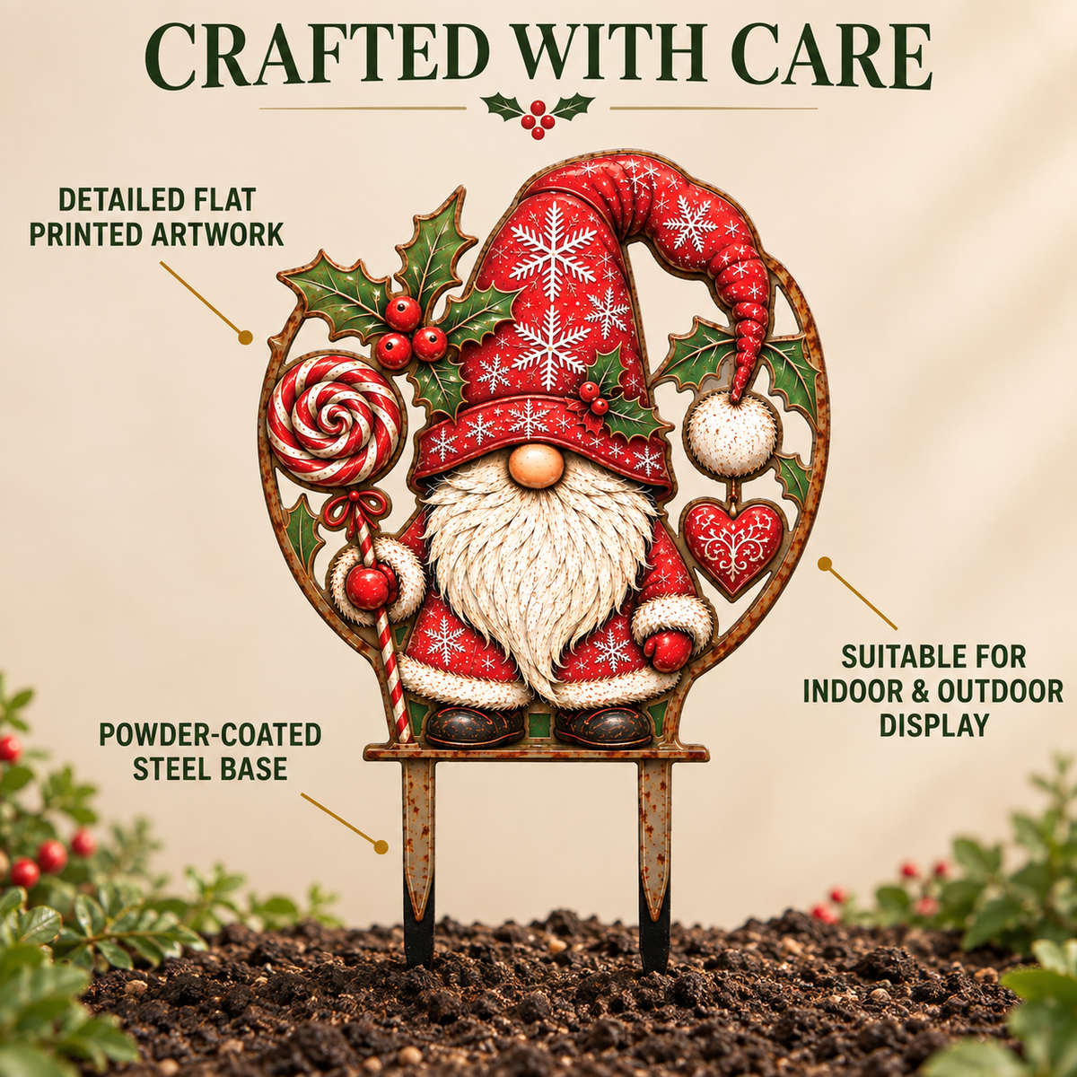 Christmas Gnome Garden Stake 2