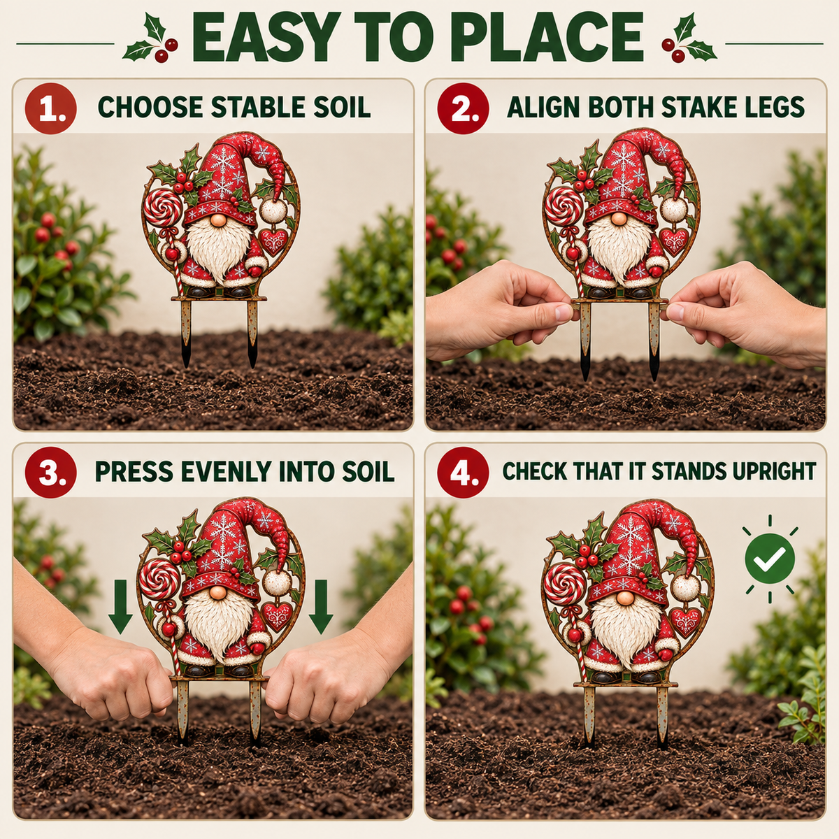 Christmas Gnome Garden Stake 4