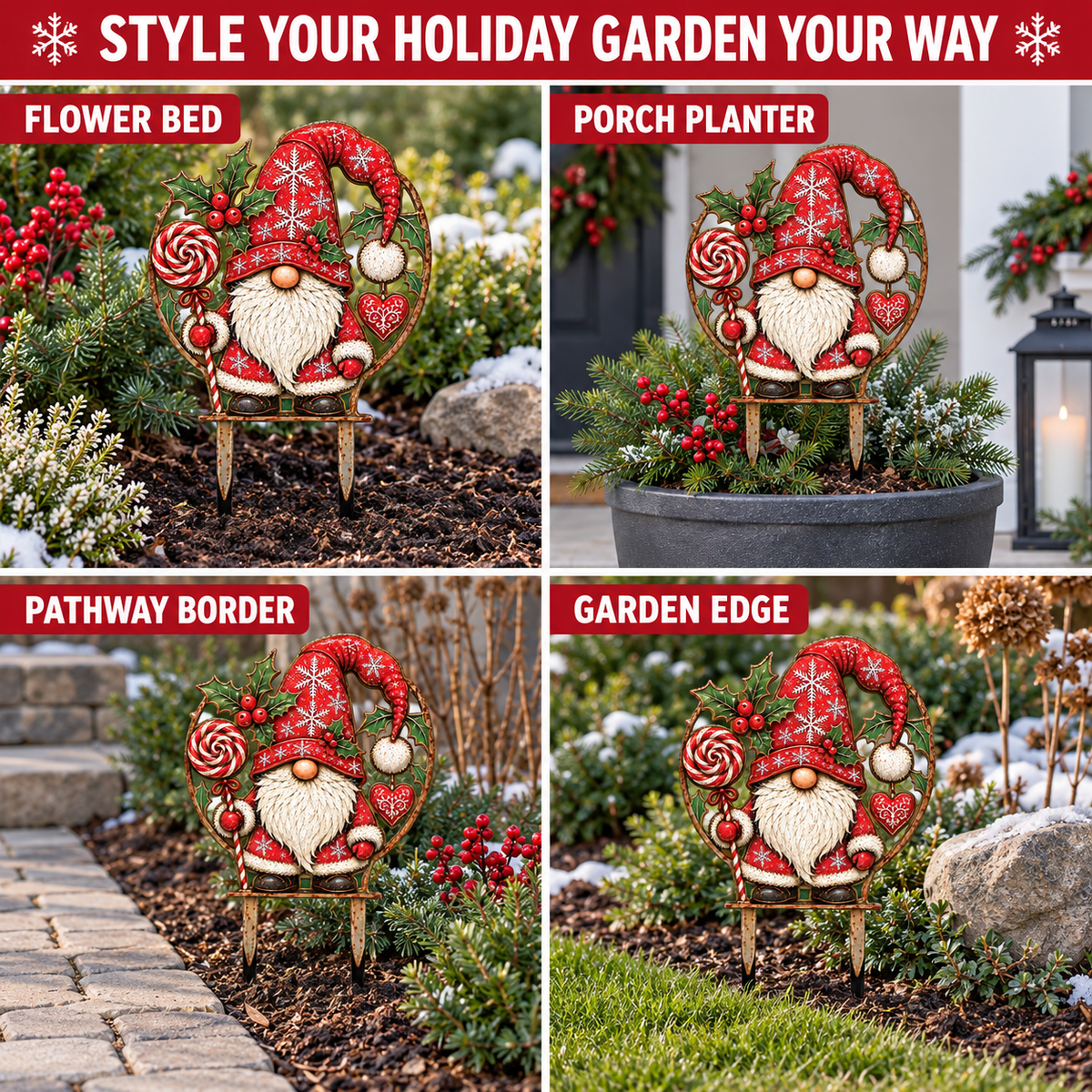 Christmas Gnome Garden Stake 9