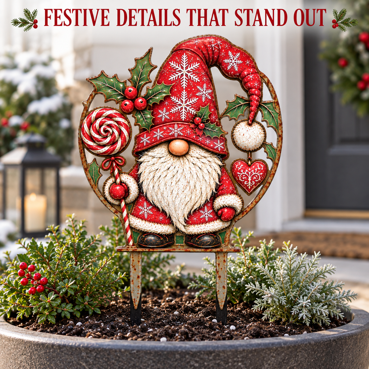 Christmas Gnome Garden Stake 10