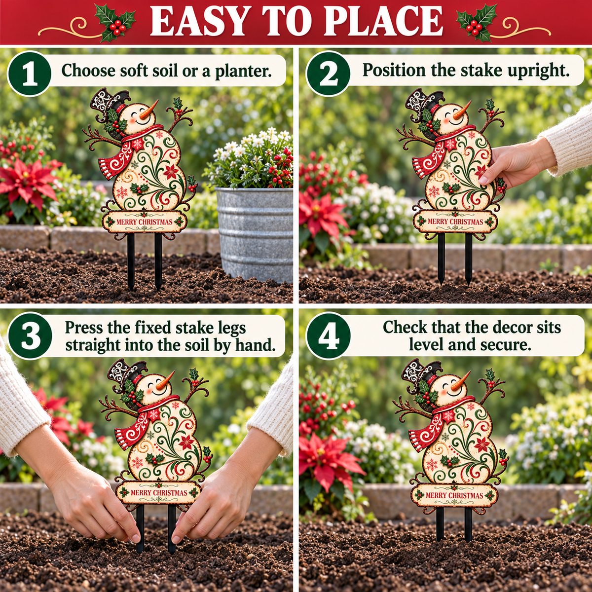 Snowman Garden Stake 4