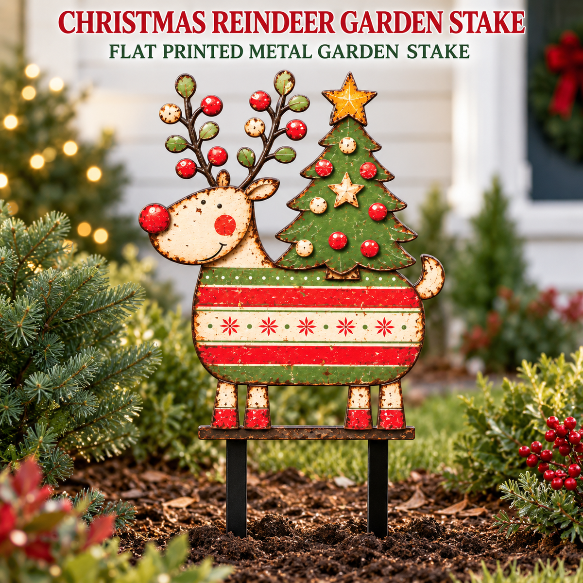 Christmas Reindeer Garden Stake 1