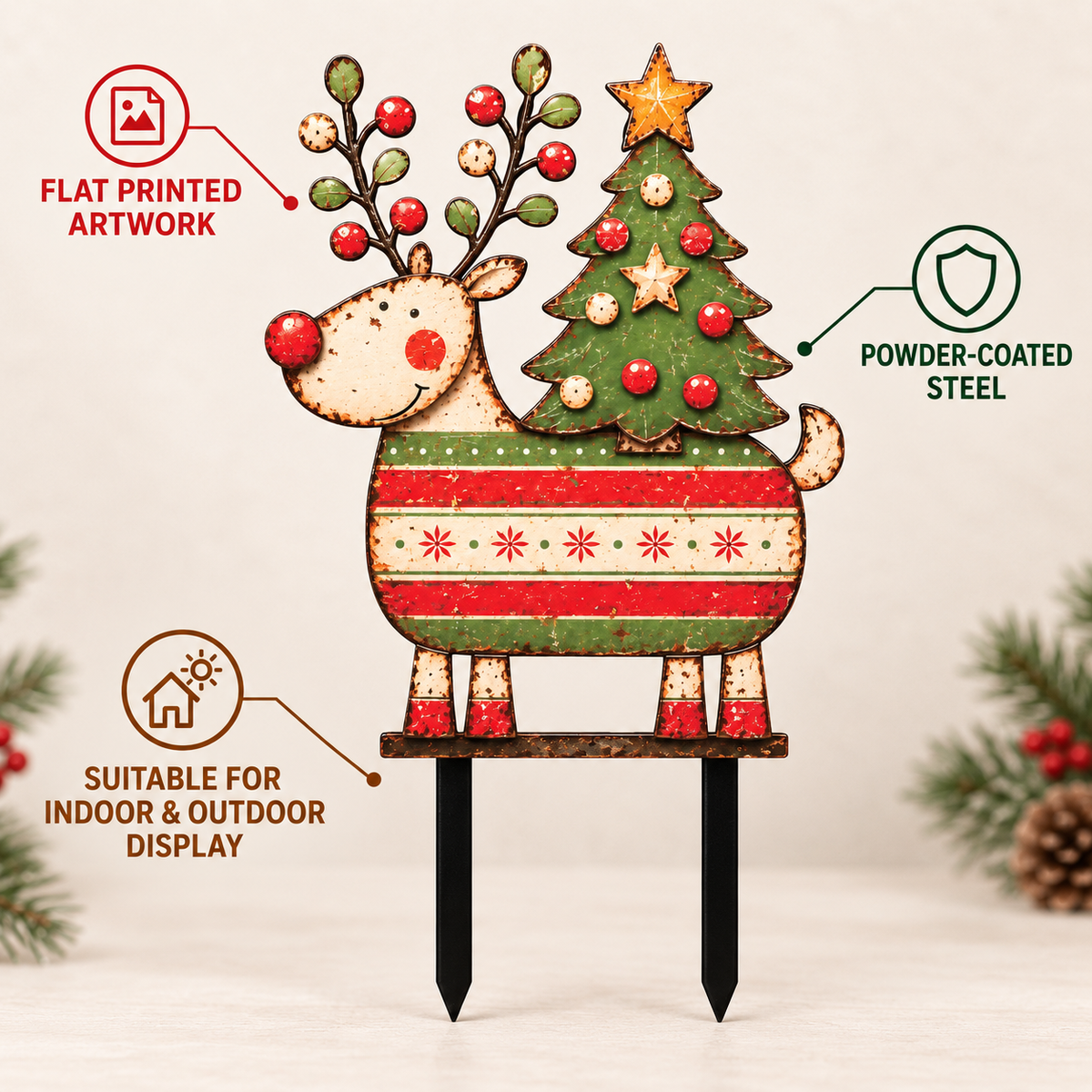 Christmas Reindeer Garden Stake 2