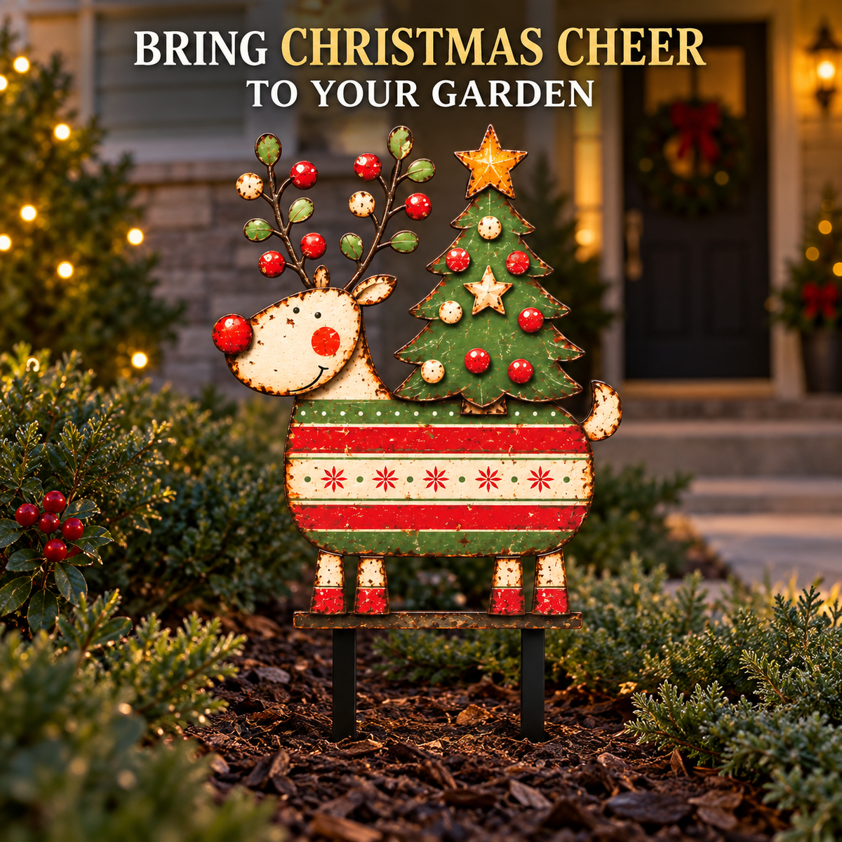 Christmas Reindeer Garden Stake