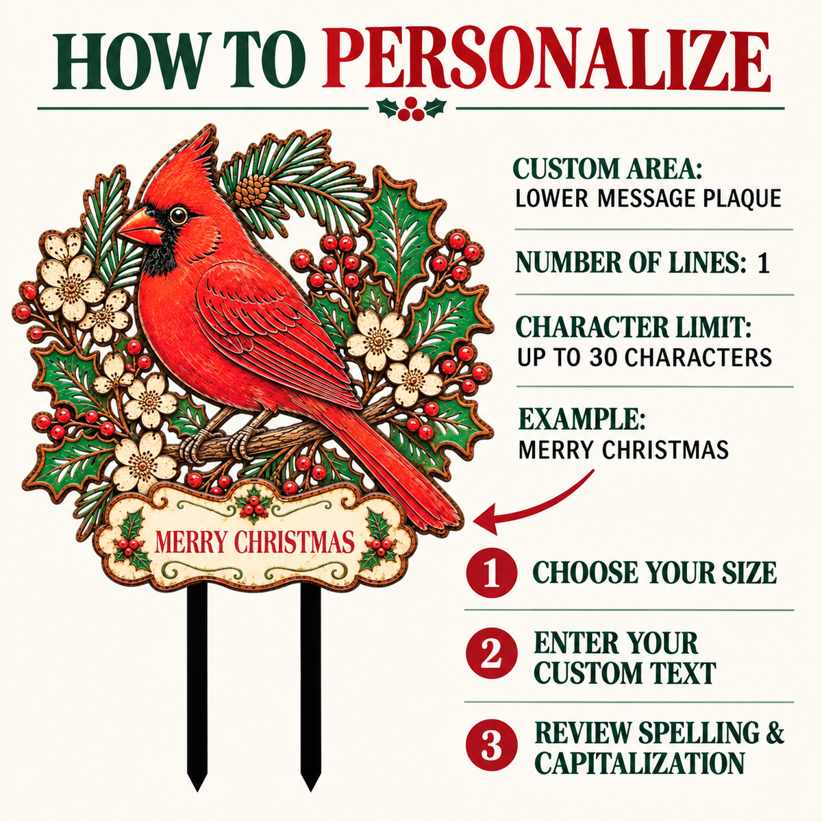 Christmas Cardinal Garden Stake 7