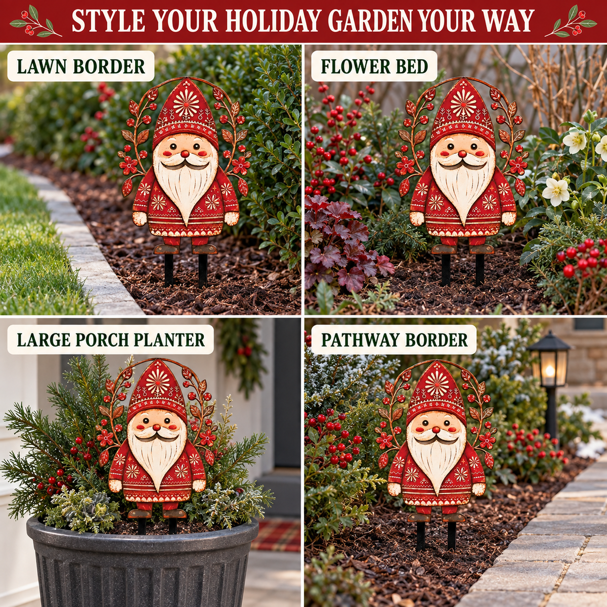 Santa Garden Stake 8