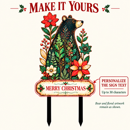 Christmas Black Bear Garden Stake 6