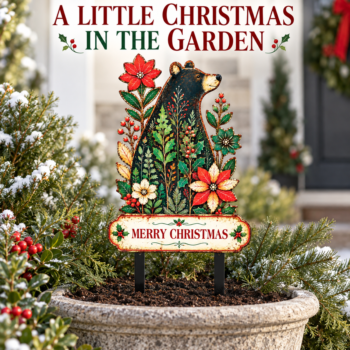 Christmas Black Bear Garden Stake 9