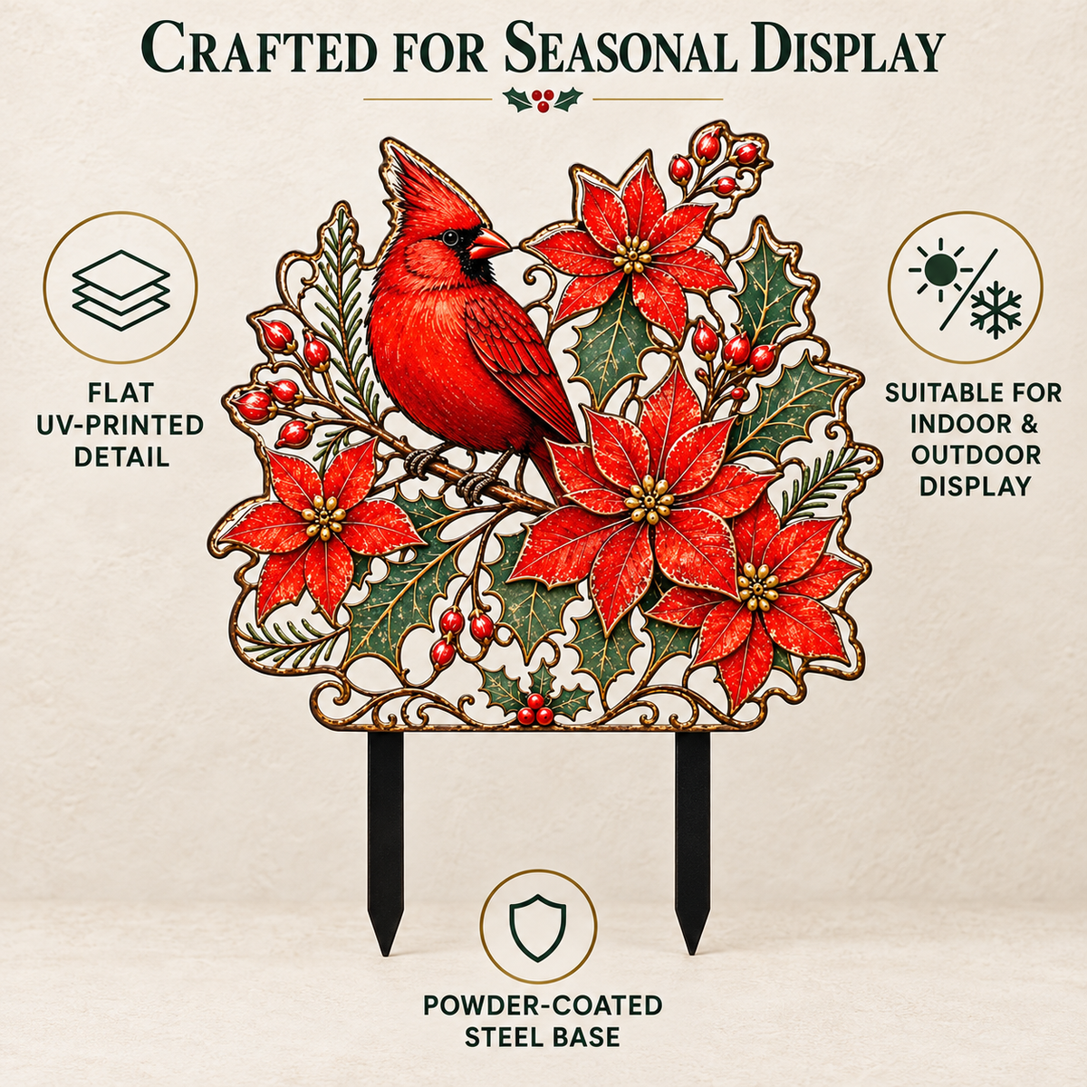 Cardinal Garden Stake Christmas Yard Art 2