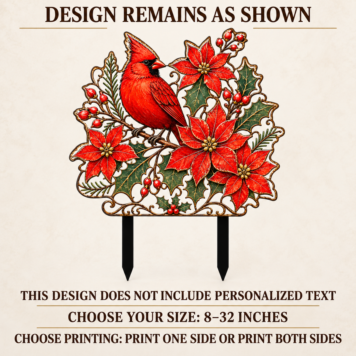 Cardinal Garden Stake Christmas Yard Art 5