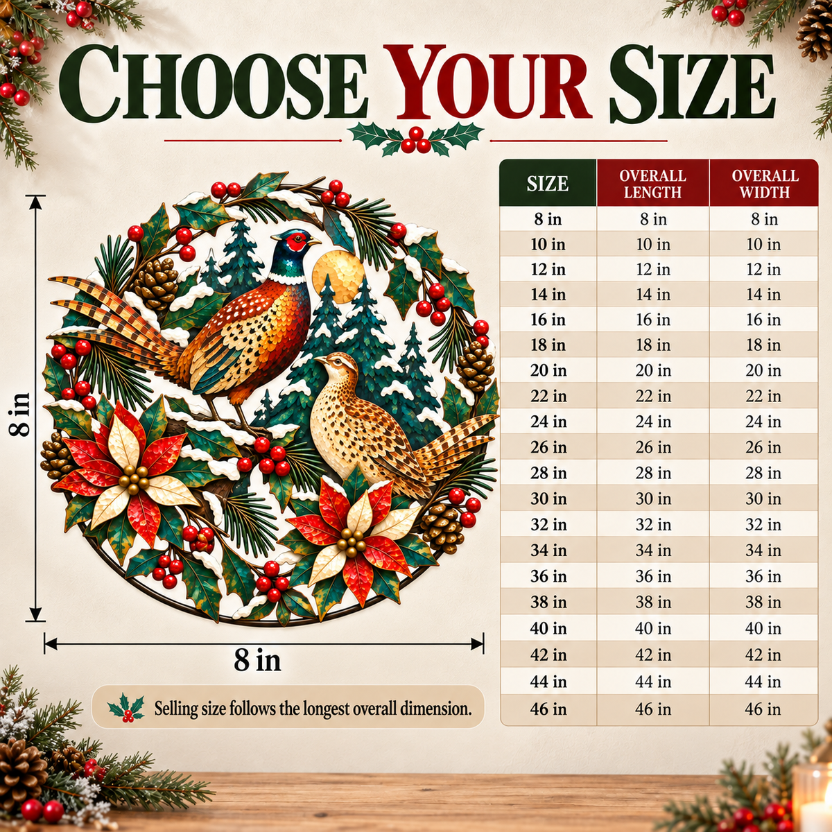 Christmas Pheasant Wall Art 2