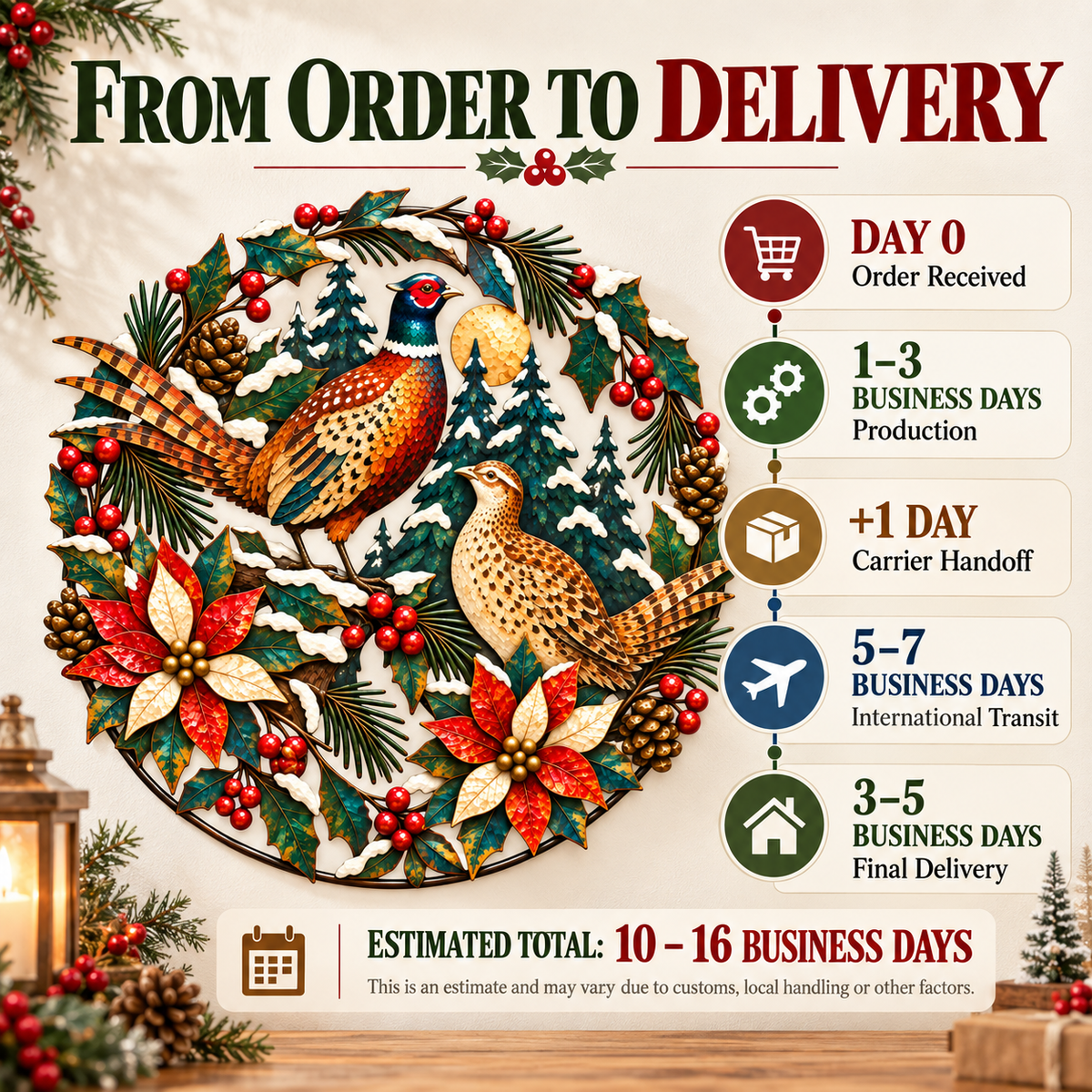 Christmas Pheasant Wall Art 4