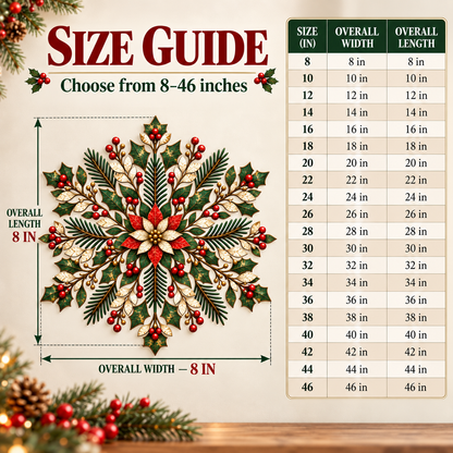 Christmas Snowflake Wall Art - Size Guide