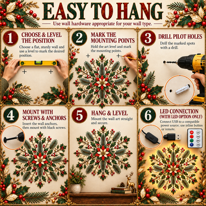 Christmas Snowflake Wall Art - Easy To Hang
