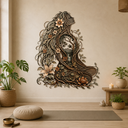 Lifestyle Sales-Close - Meditation Room Metal Wall Art Woman Tree of Life Yoga