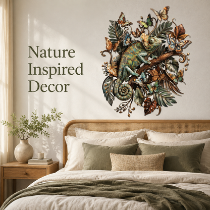 Lifestyle Office - Chameleon Metal Wall Art Tropical Reptile Wall Decor Colorful Jungle