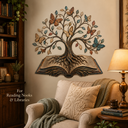 Lifestyle Sales-Close. - Tree of Knowledge Metal Wall Art Open Book Butterfly Tree